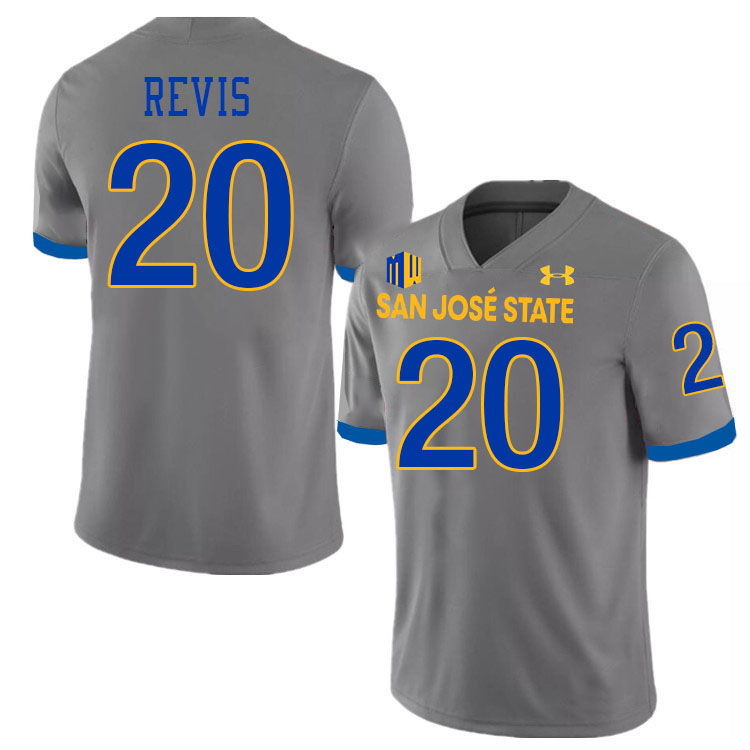 #20 Isiah Revis SJSU Jersey,San Jose State Spartans Football Jersey College Uniforms-Grey #20 Isiah Revis SJSU Jersey,San Jose State Spartans Football Jersey College Uniforms-Grey